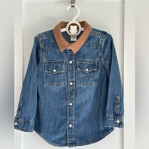 Carter's Blue Denim Shirt with Brown Collar